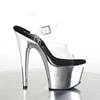 Pleaser - ADORE708 Sandale à bride à la cheville, Pole dance chaussures - Chaussures de pole dance - Noir/Couleur argent Product image